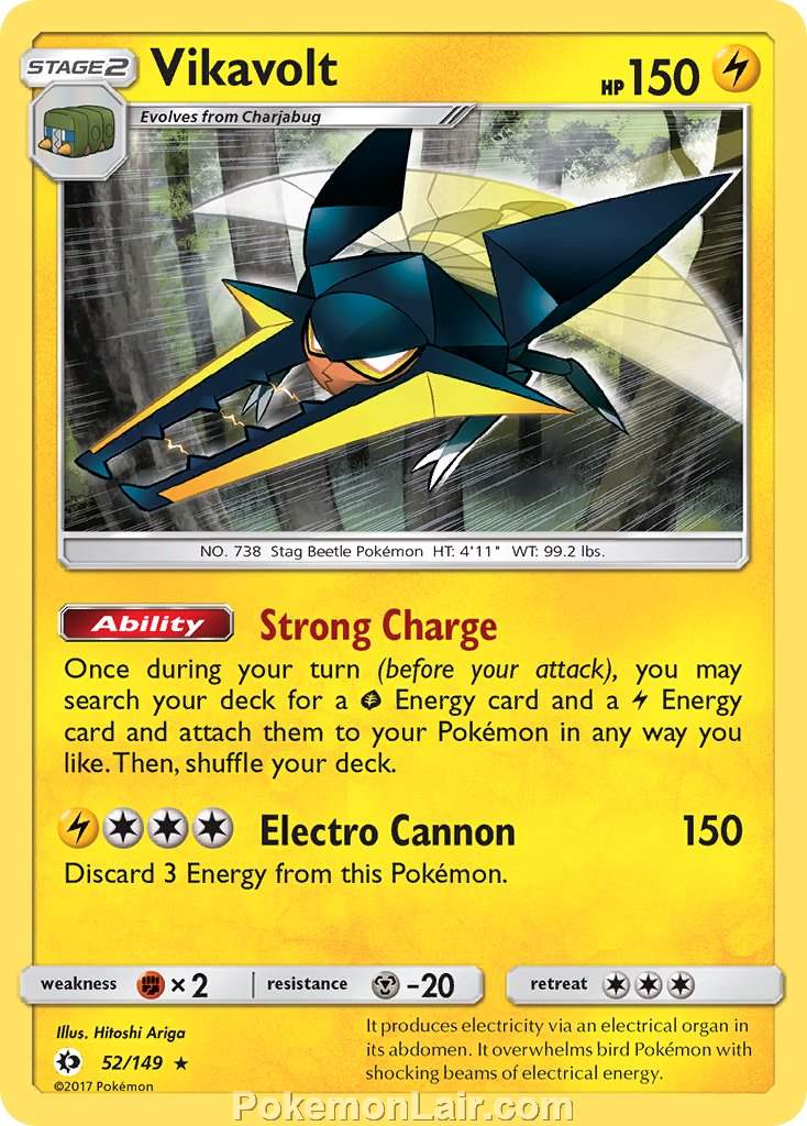 2017 Pokemon Trading Card Game Sun Moon Set – 52 Vikavolt