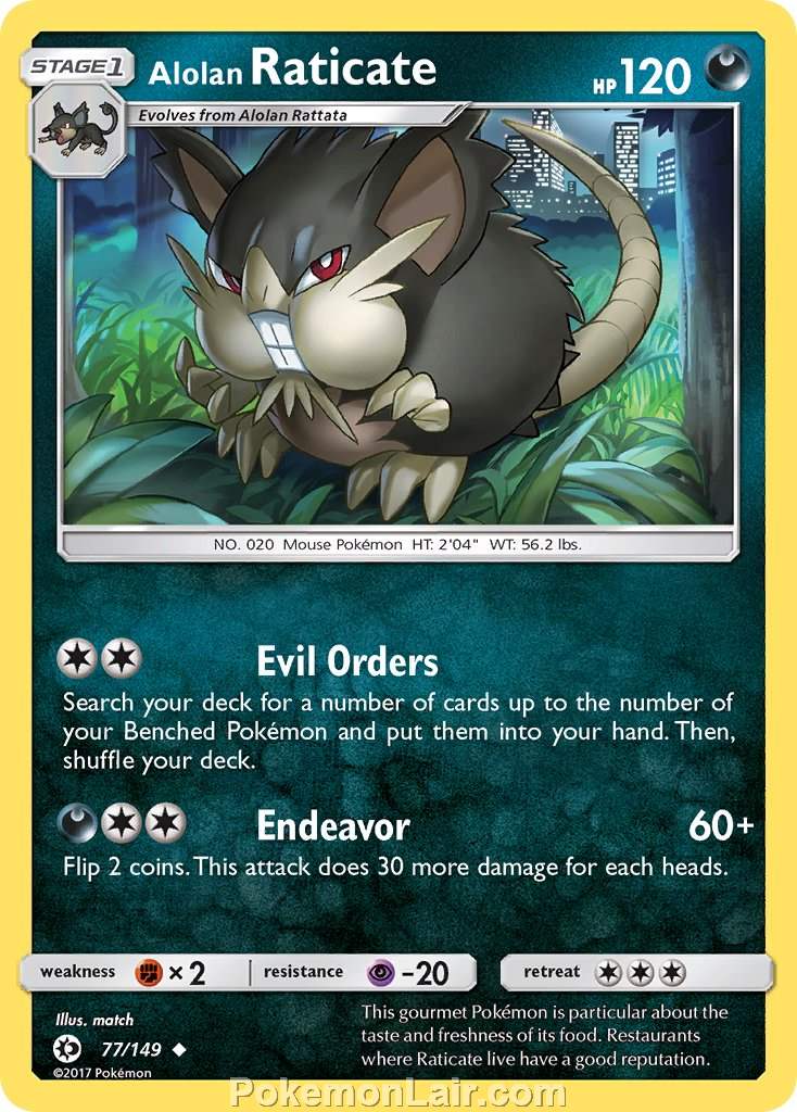 2017 Pokemon Trading Card Game Sun Moon Set – 77 Alolan Raticate