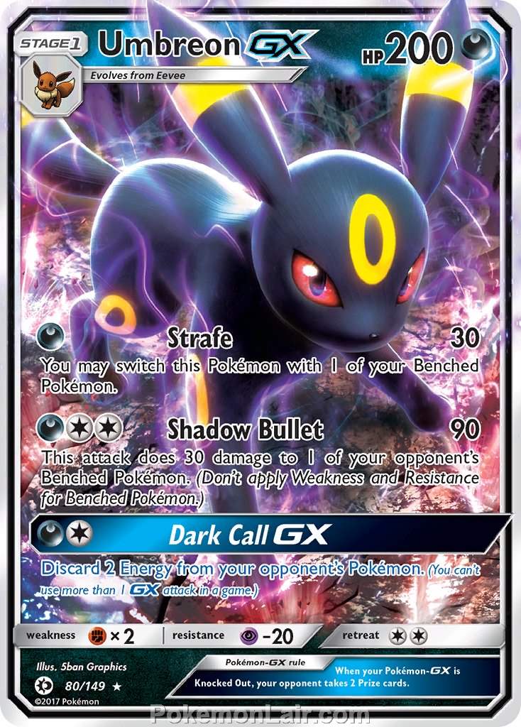 2017 Pokemon Trading Card Game Sun Moon Set – 80 Umbreon GX