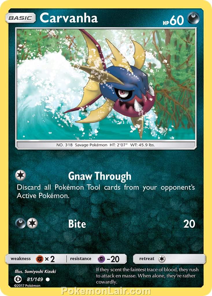 2017 Pokemon Trading Card Game Sun Moon Set – 81 Carvanha