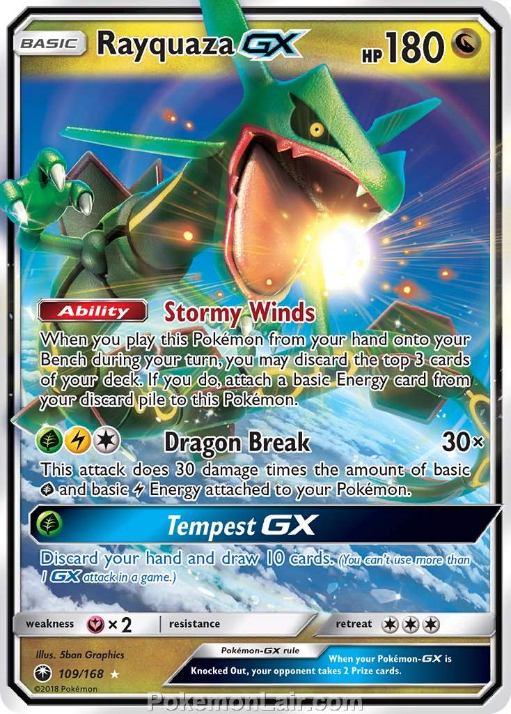 2018 Pokemon Trading Card Game Celestial Storm Price List – 109 Rayquaza GX