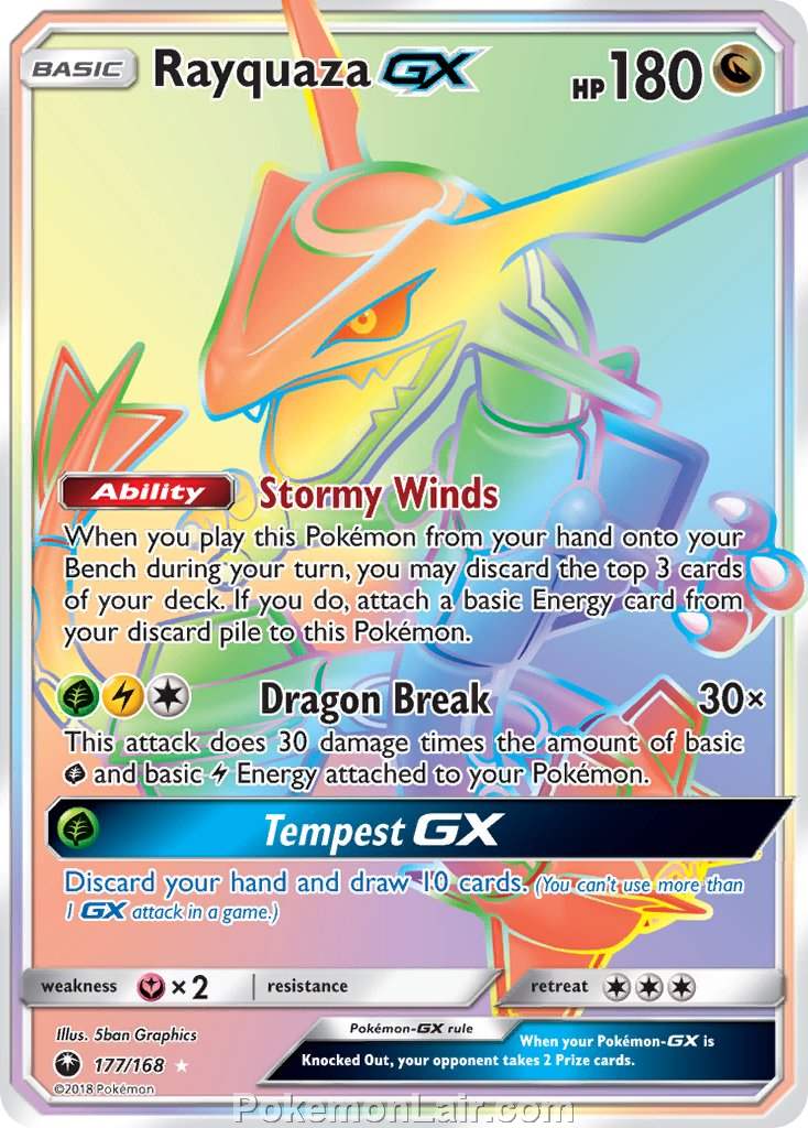 2018 Pokemon Trading Card Game Celestial Storm Price List – 177 Rayquaza GX