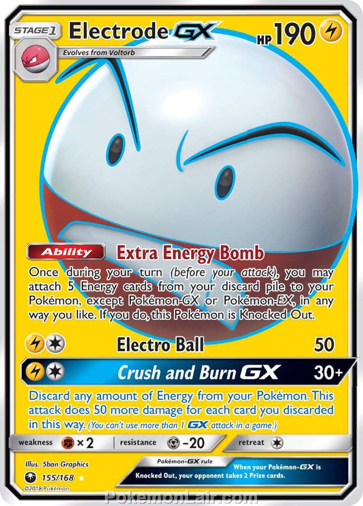 2018 Pokemon Trading Card Game Celestial Storm Set – 155 Electrode GX