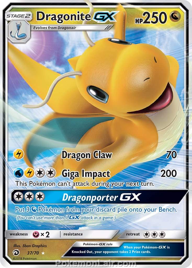 2018 Pokemon Trading Card Game Dragon Majesty Price List – 37 Dragonite GX