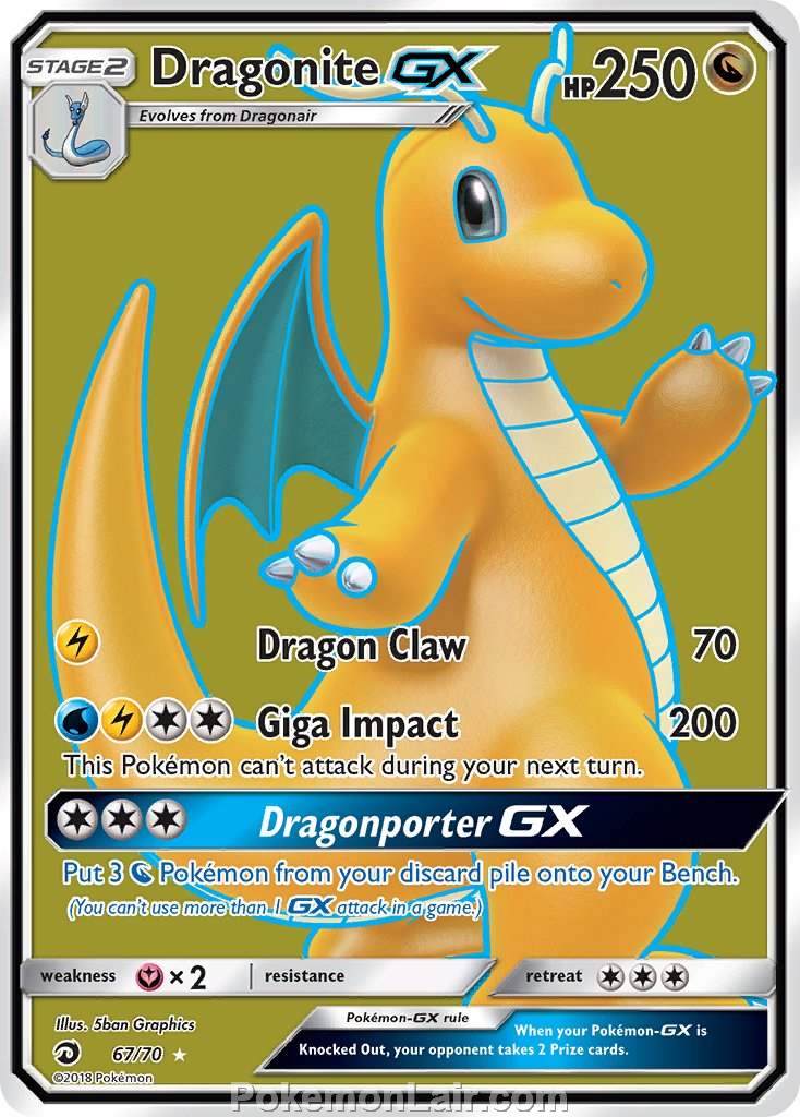 2018 Pokemon Trading Card Game Dragon Majesty Price List – 67 Dragonite GX