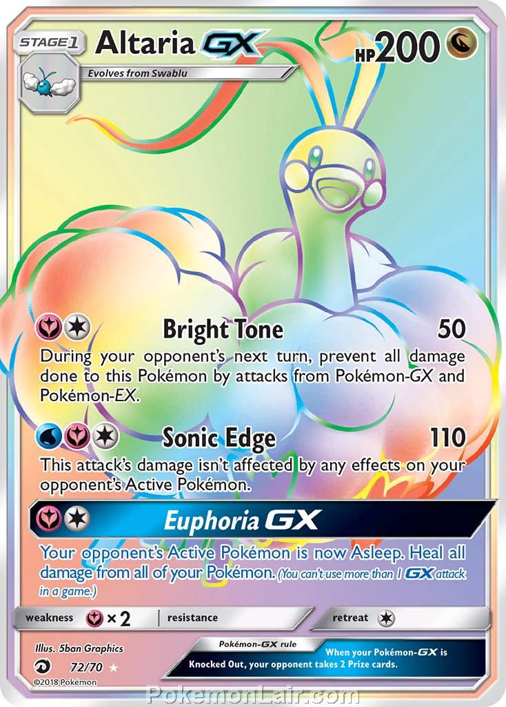 2018 Pokemon Trading Card Game Dragon Majesty Price List – 72 Altaria GX