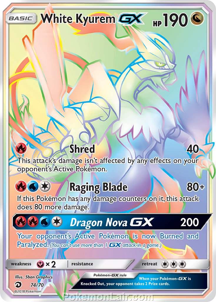 2018 Pokemon Trading Card Game Dragon Majesty Price List – 74 White Kyurem GX