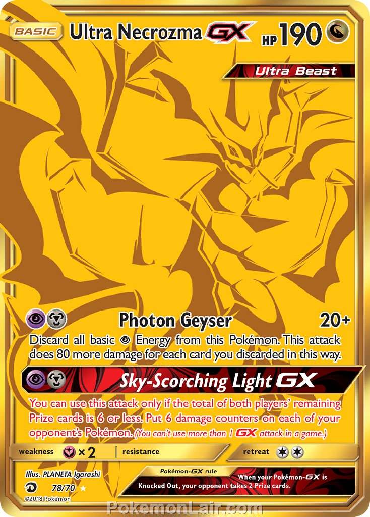 2018 Pokemon Trading Card Game Dragon Majesty Price List – 78 Ultra Necrozma GX