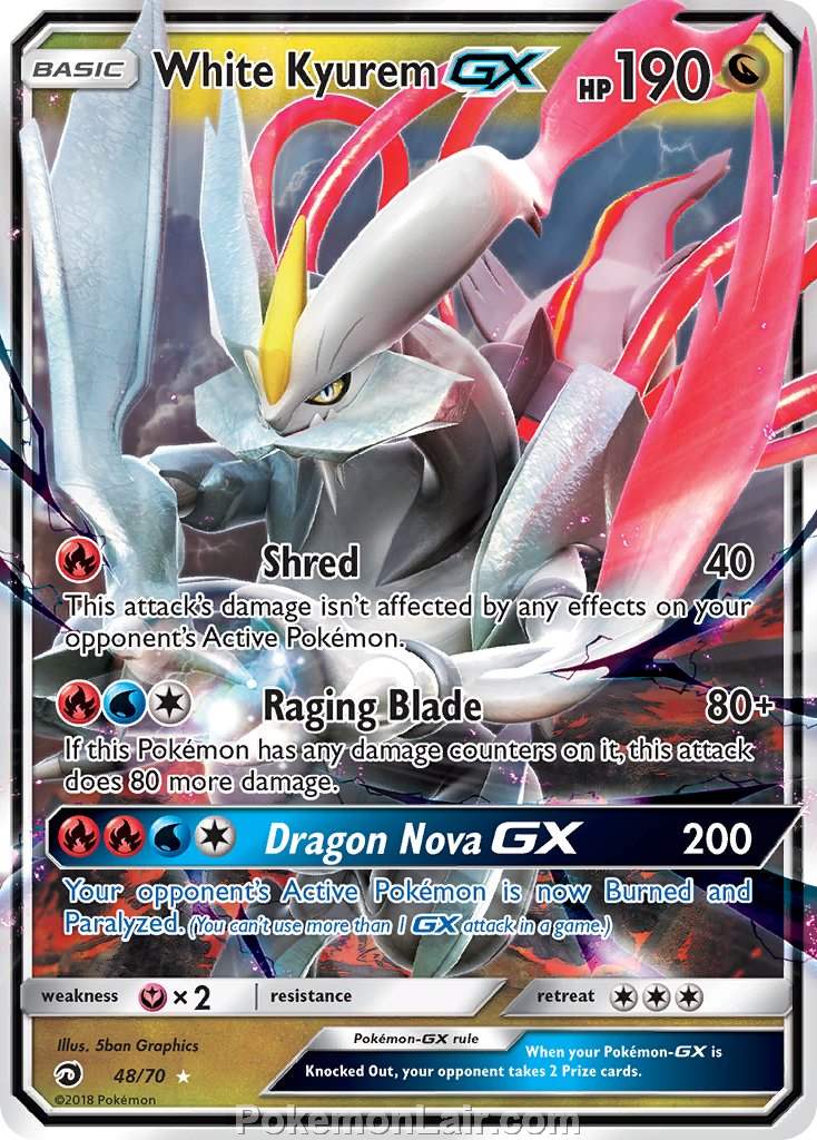 2018 Pokemon Trading Card Game Dragon Majesty Set – 48 White Kyurem GX