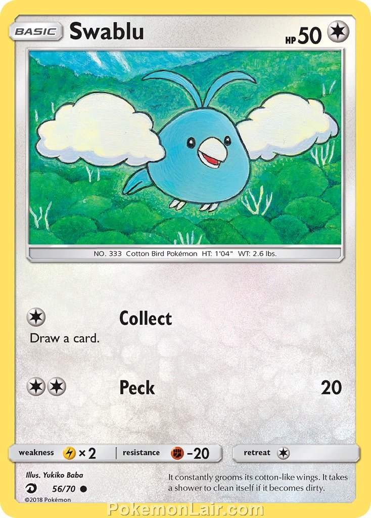 2018 Pokemon Trading Card Game Dragon Majesty Set – 56 Swablu