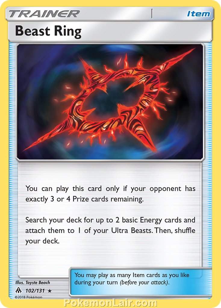 2018 Pokemon Trading Card Game Forbidden Light Price List – 102 Beast Ring