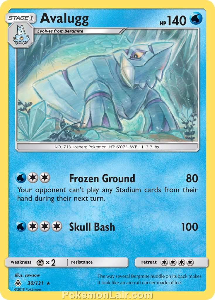 2018 Pokemon Trading Card Game Forbidden Light Price List – 30 Avalugg