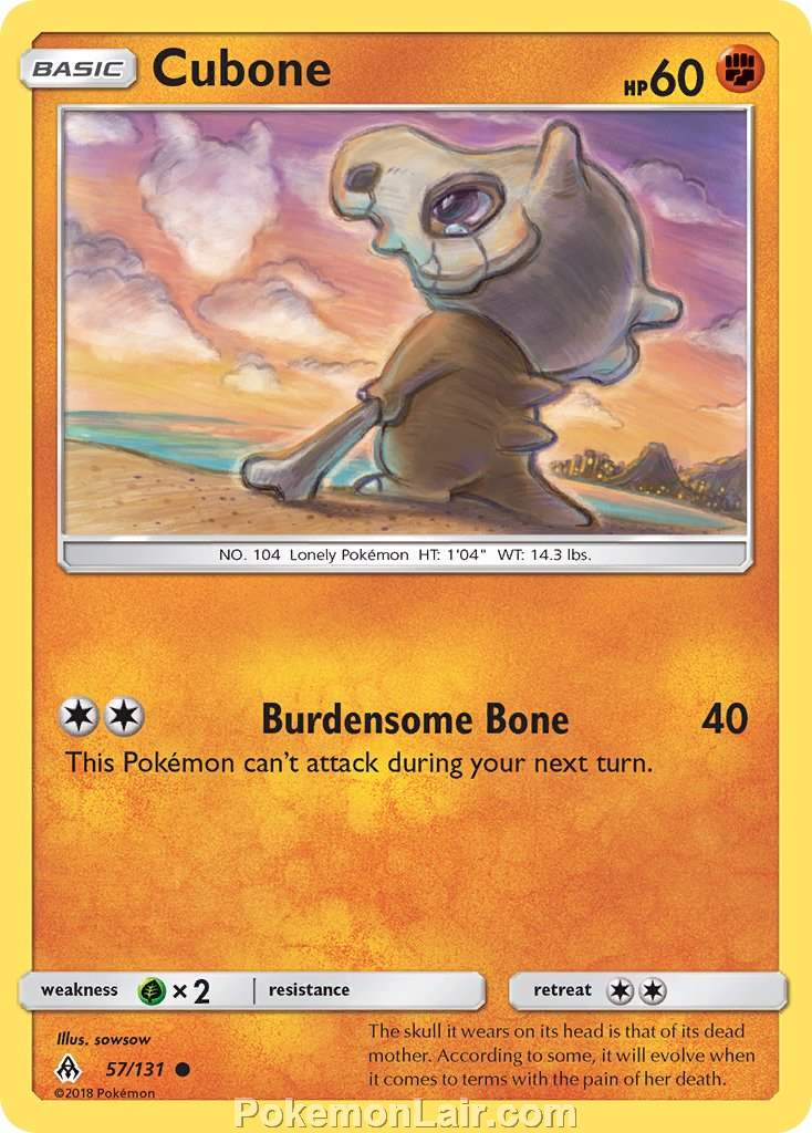 2018 Pokemon Trading Card Game Forbidden Light Price List – 57 Cubone