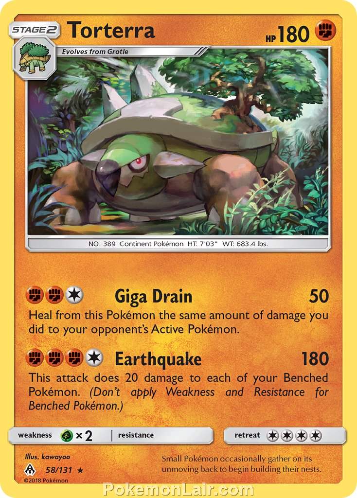 2018 Pokemon Trading Card Game Forbidden Light Price List – 58 Torterra