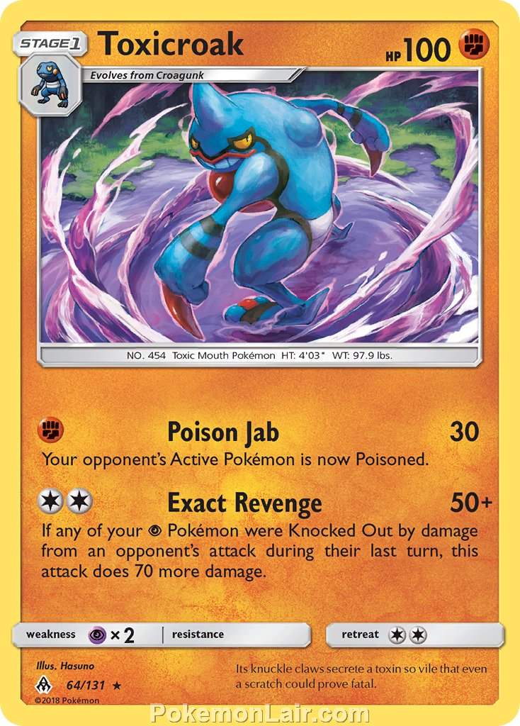 2018 Pokemon Trading Card Game Forbidden Light Price List – 64 Toxicroak