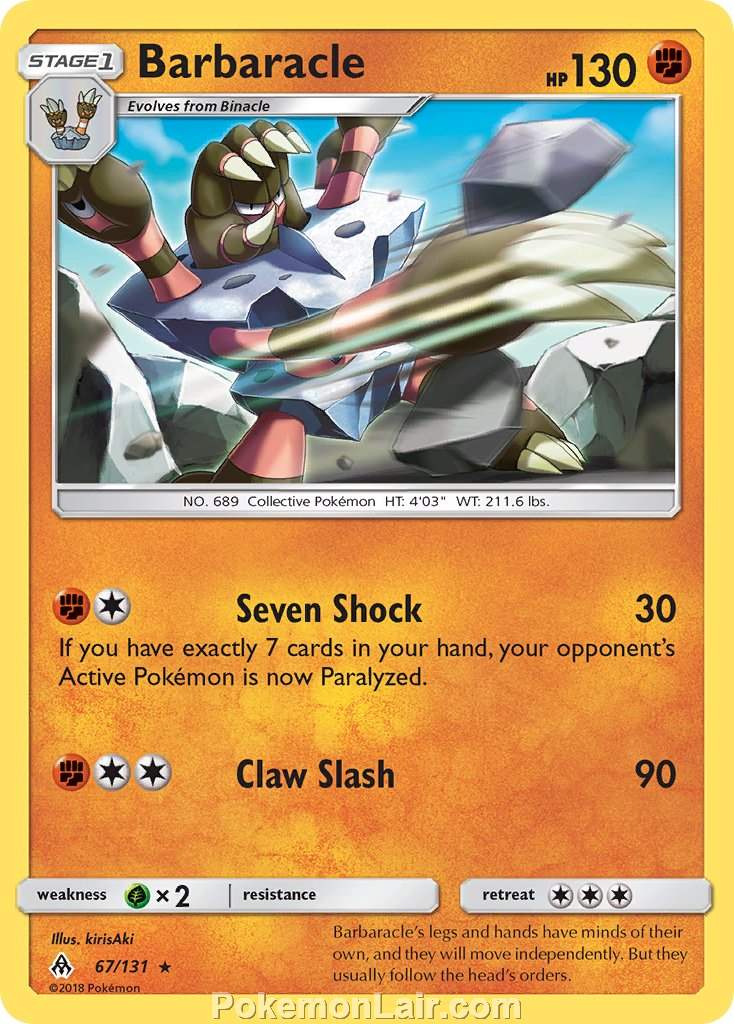 2018 Pokemon Trading Card Game Forbidden Light Price List – 67 Barbaracle