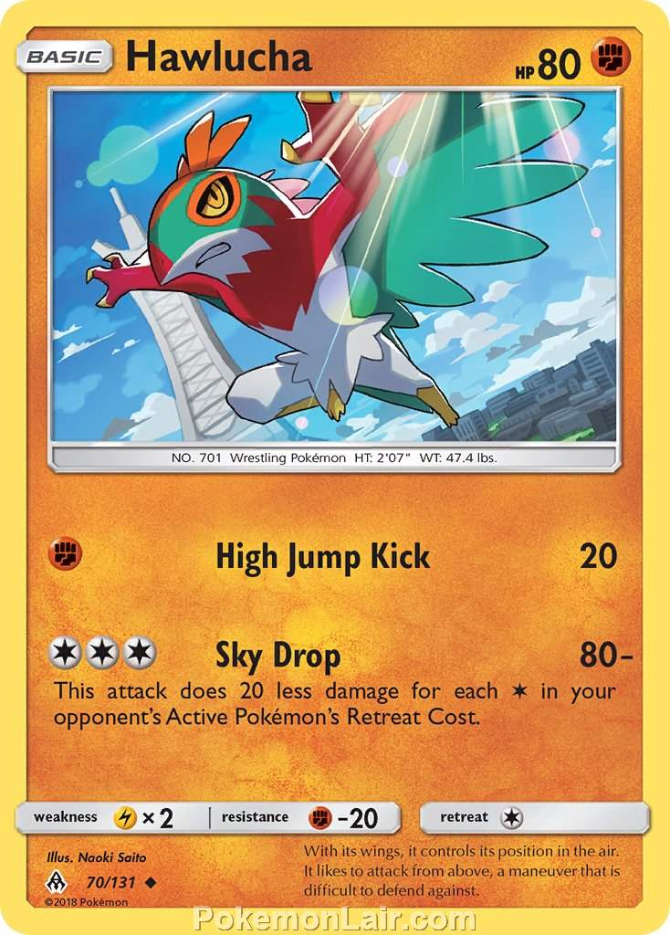 2018 Pokemon Trading Card Game Forbidden Light Price List – 70 Hawlucha