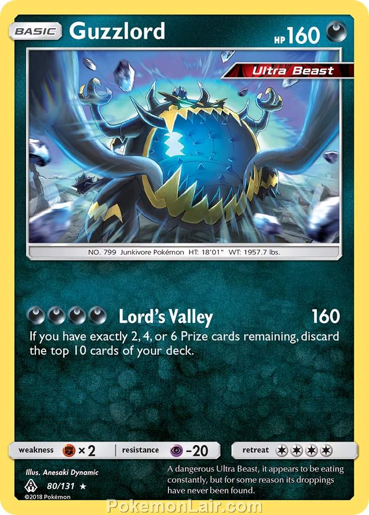 2018 Pokemon Trading Card Game Forbidden Light Price List – 80 Guzzlord