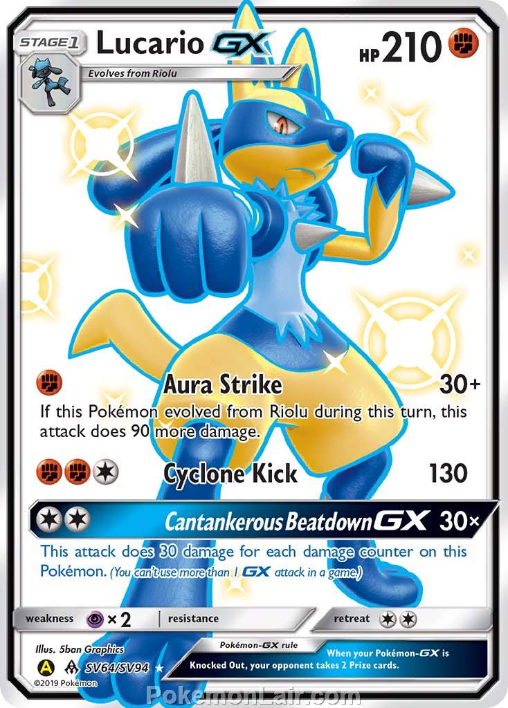 2018 Pokemon Trading Card Game Forbidden Light Price List – SV64 Lucario GX