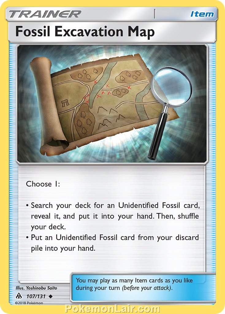 2018 Pokemon Trading Card Game Forbidden Light Set – 107 Fossil Excavation Map