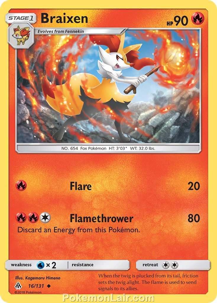 2018 Pokemon Trading Card Game Forbidden Light Set – 16 Braixen