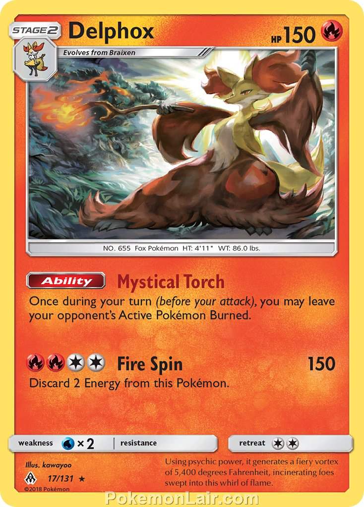 2018 Pokemon Trading Card Game Forbidden Light Set – 17 Delphox