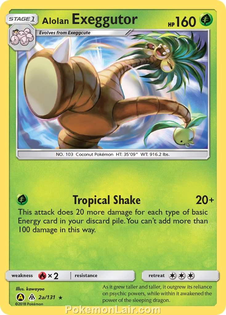 2018 Pokemon Trading Card Game Forbidden Light Set – 2a Alolan Exeggutor