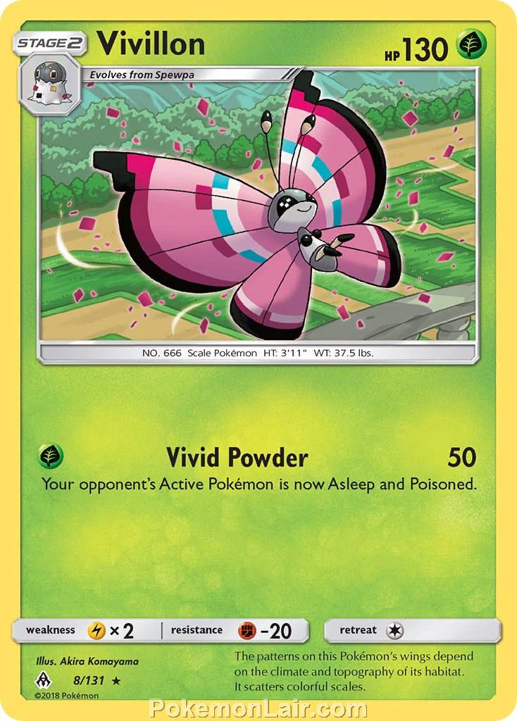 2018 Pokemon Trading Card Game Forbidden Light Set – 8 Vivillon