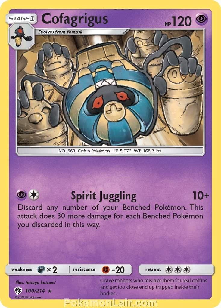 2018 Pokemon Trading Card Game Lost Thunder Price List – 100 Cofagrigus