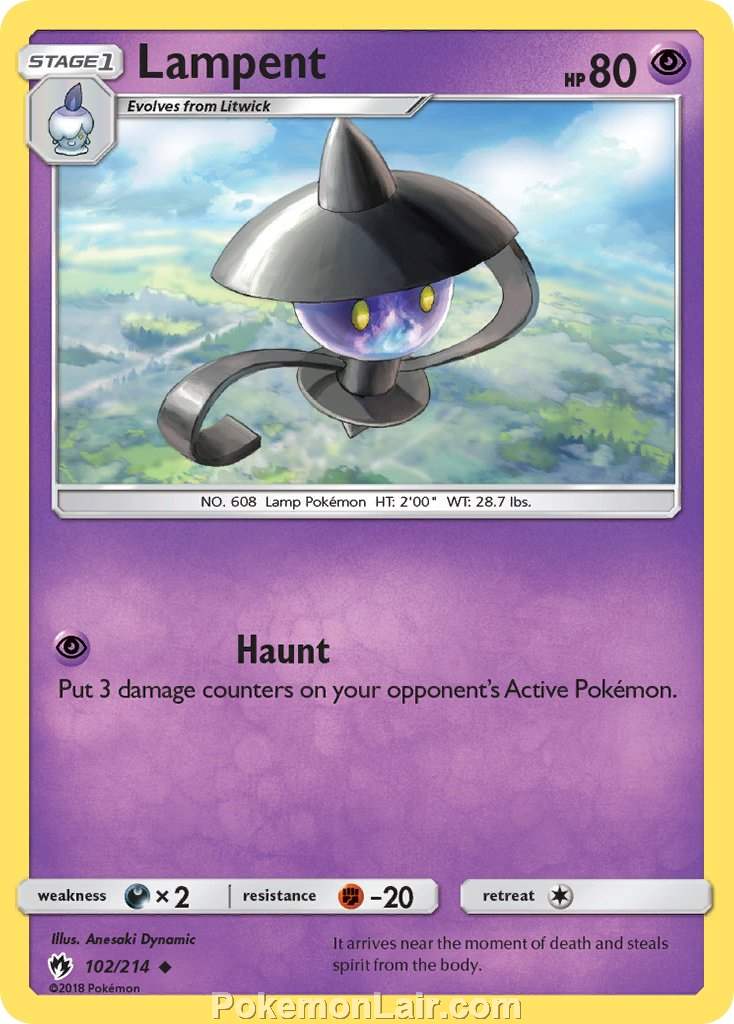 2018 Pokemon Trading Card Game Lost Thunder Price List – 102 Lampent