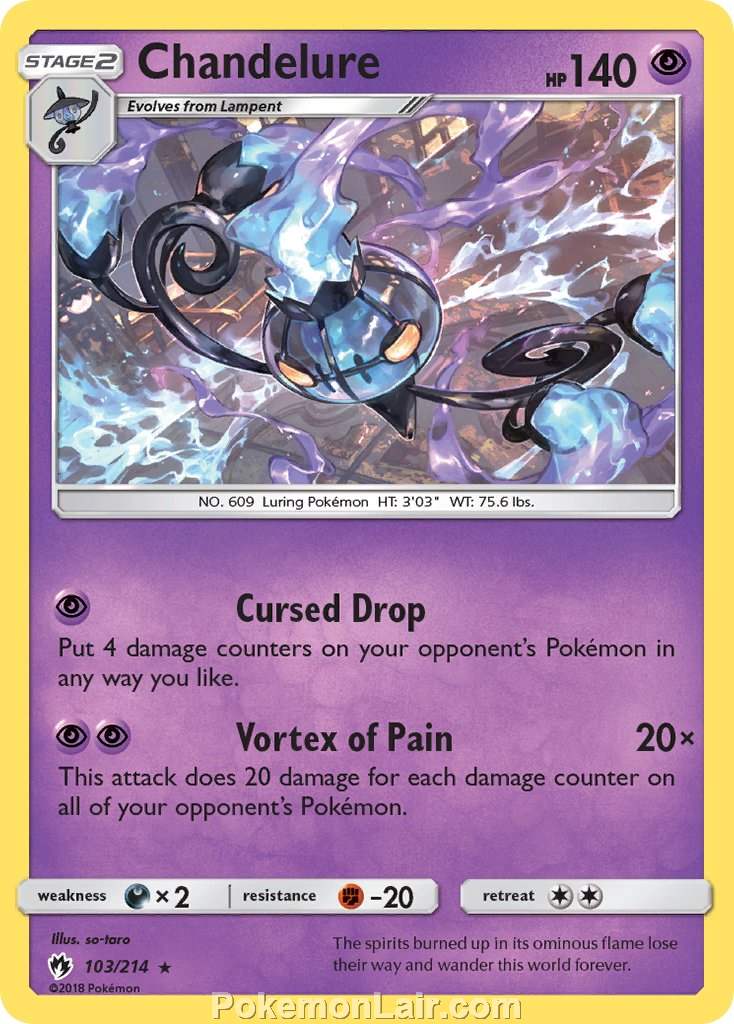 2018 Pokemon Trading Card Game Lost Thunder Price List – 103 Chandelure