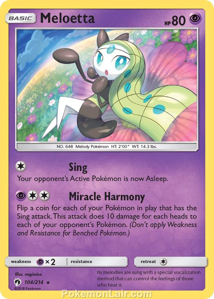 2018 Pokemon Trading Card Game Lost Thunder Price List – 104 Meloetta