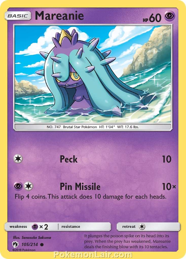 2018 Pokemon Trading Card Game Lost Thunder Price List – 105 Mareanie