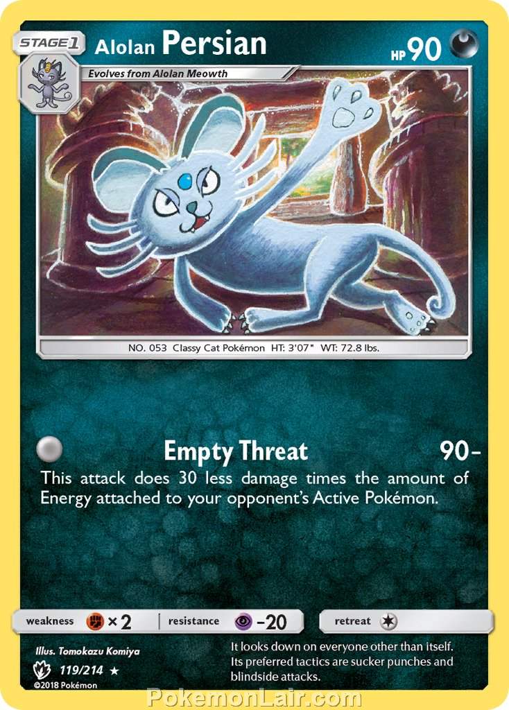 2018 Pokemon Trading Card Game Lost Thunder Price List – 119 Alolan Persian