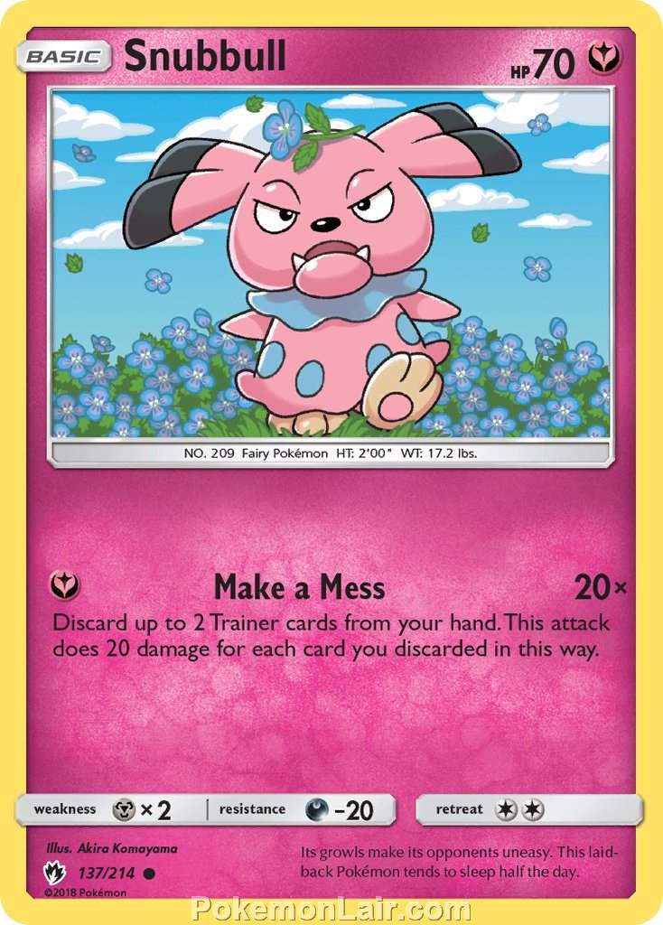 2018 Pokemon Trading Card Game Lost Thunder Price List – 137 Snubbull