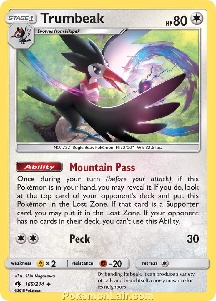 2018 Pokemon Trading Card Game Lost Thunder Price List – 165 Trumbeak