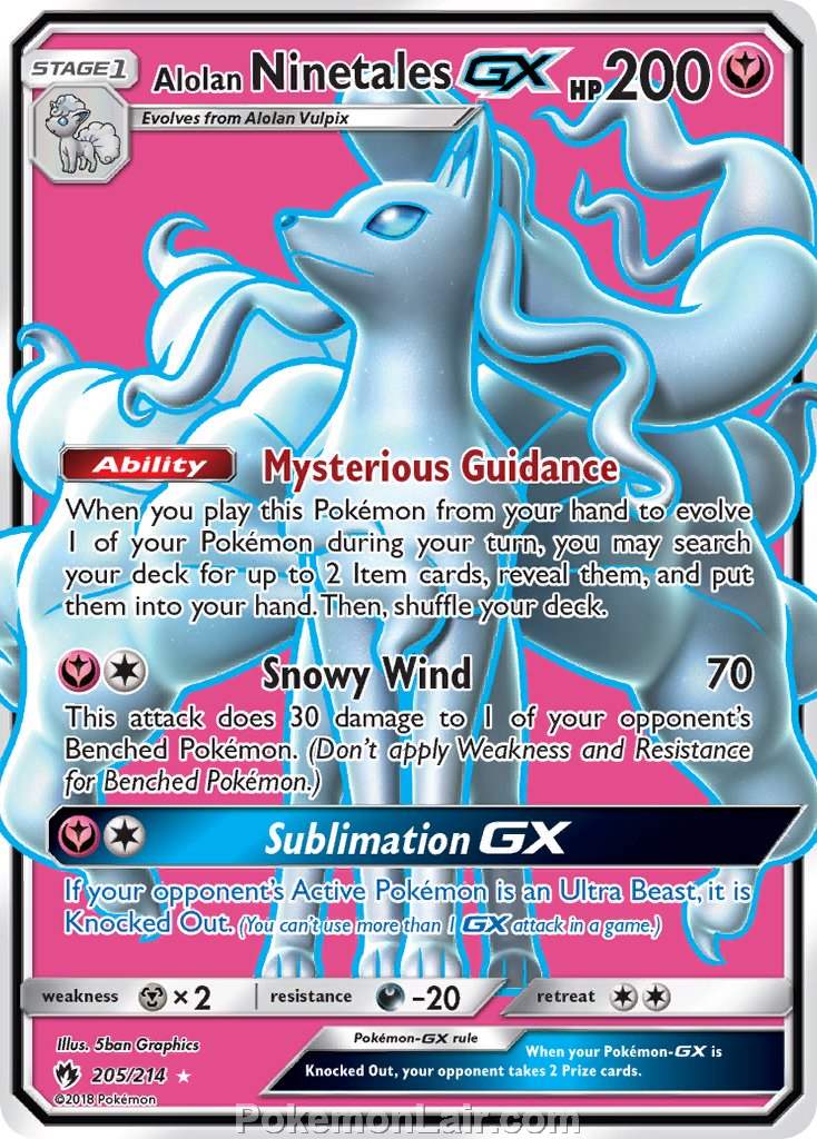 2018 Pokemon Trading Card Game Lost Thunder Price List – 205 Alolan Ninetales GX