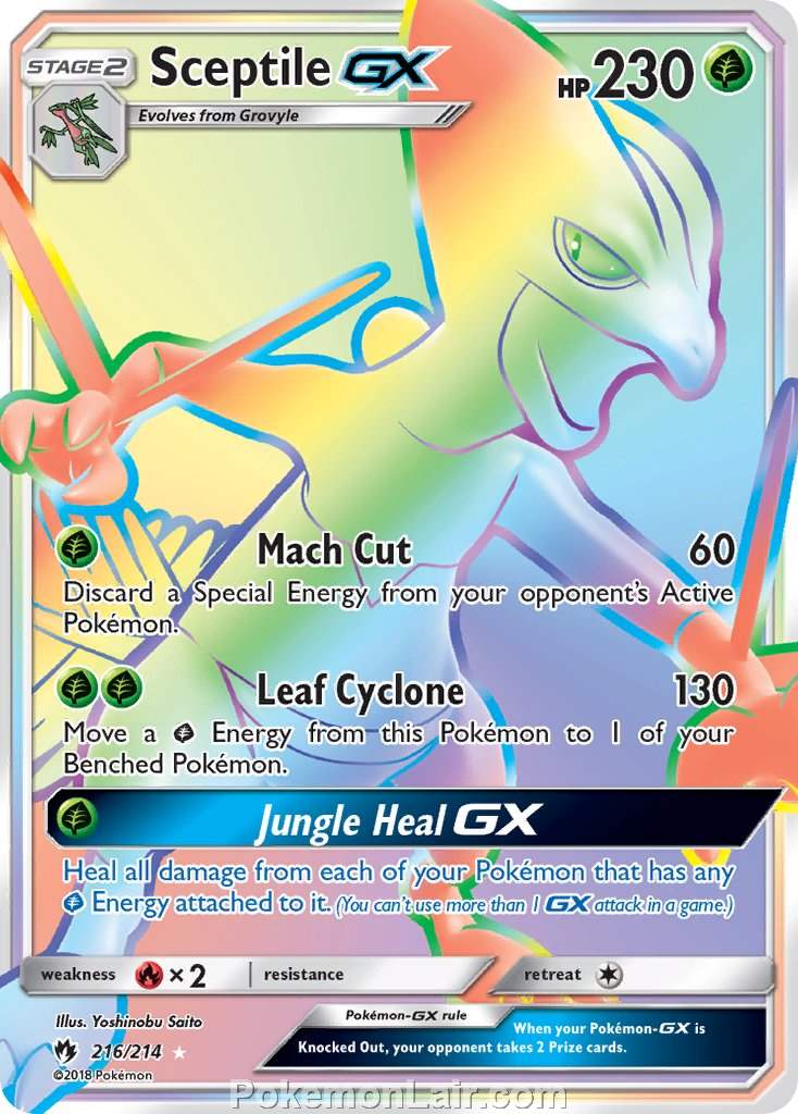 2018 Pokemon Trading Card Game Lost Thunder Price List – 216 Sceptile GX
