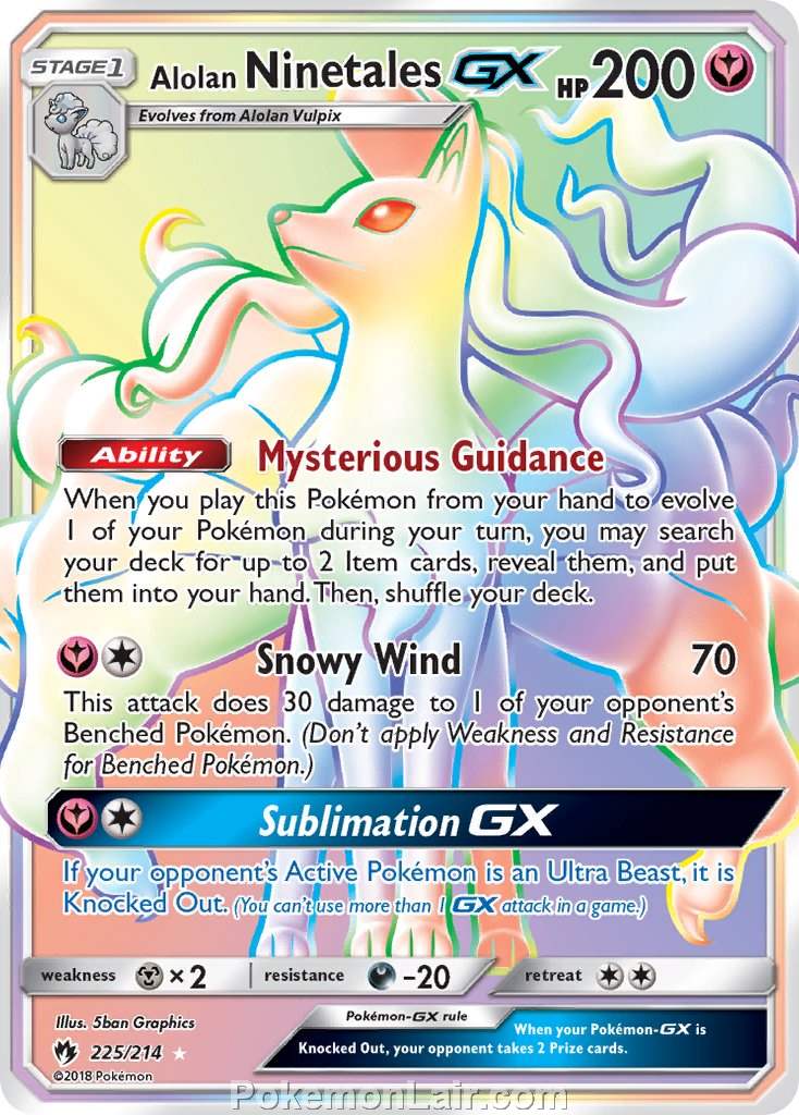 2018 Pokemon Trading Card Game Lost Thunder Price List – 225 Alolan Ninetales GX