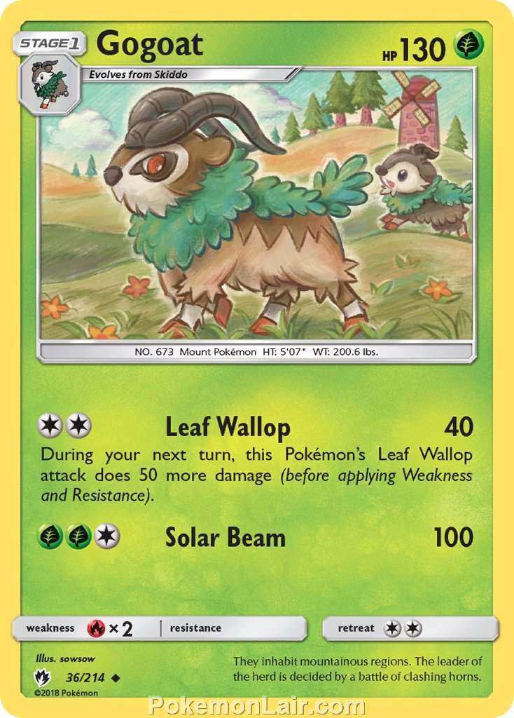 2018 Pokemon Trading Card Game Lost Thunder Price List – 36 Gogoat