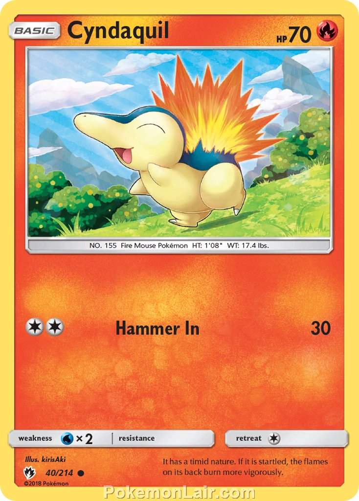 2018 Pokemon Trading Card Game Lost Thunder Price List – 40 Cyndaquil