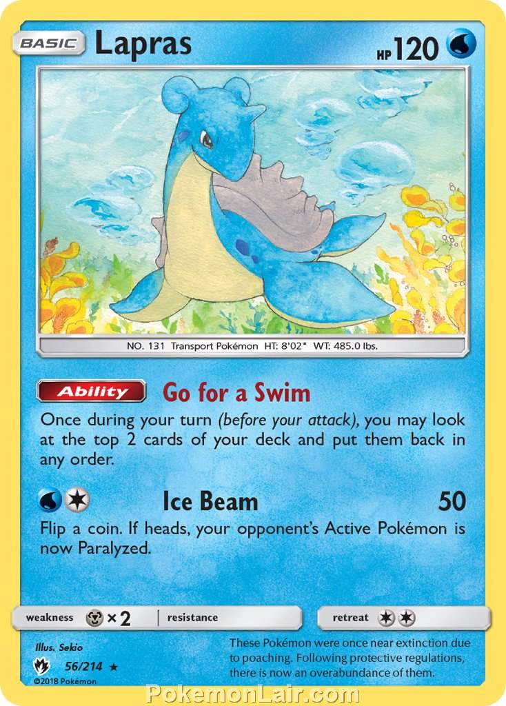 2018 Pokemon Trading Card Game Lost Thunder Price List – 56 Lapras