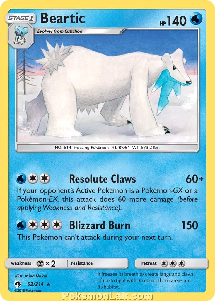 2018 Pokemon Trading Card Game Lost Thunder Price List – 62 Beartic