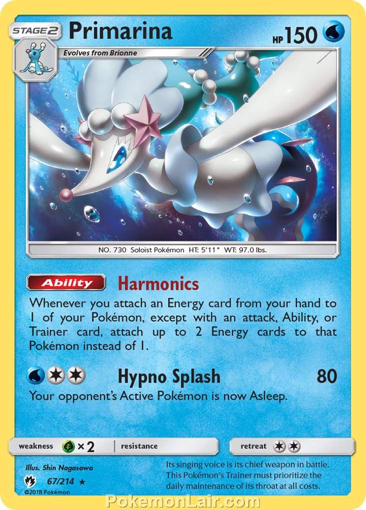 2018 Pokemon Trading Card Game Lost Thunder Price List – 67 Primarina