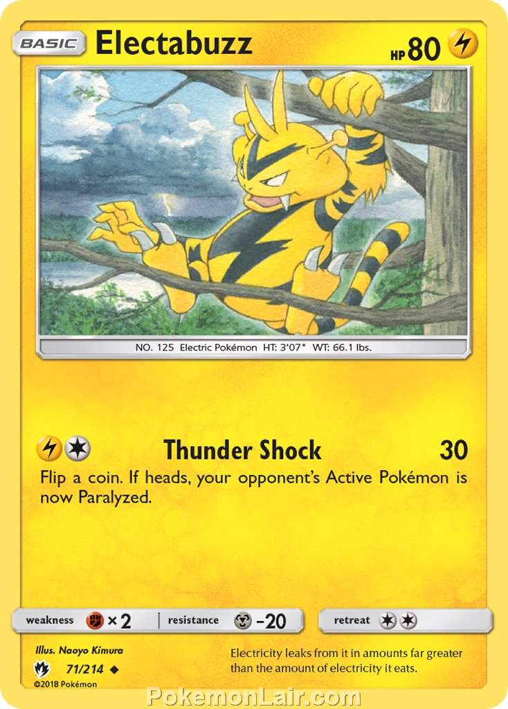 2018 Pokemon Trading Card Game Lost Thunder Price List – 71 Electabuzz