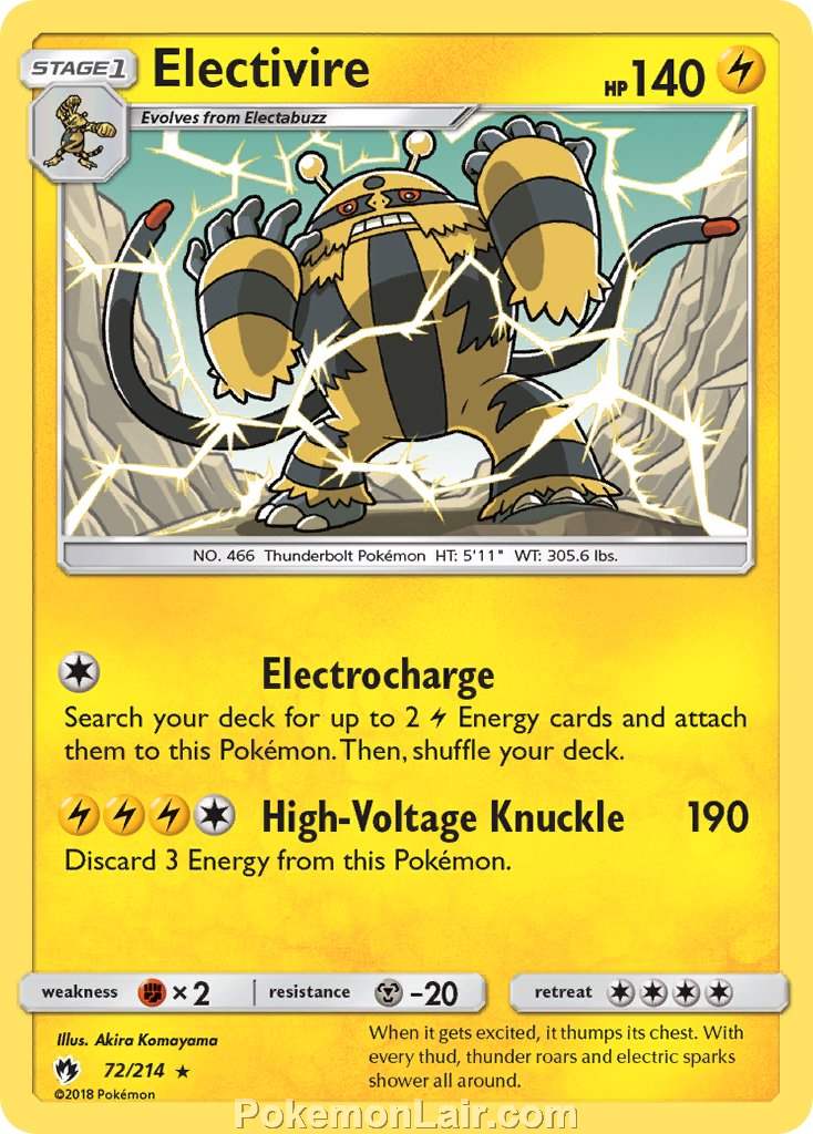 2018 Pokemon Trading Card Game Lost Thunder Price List – 72 Electivire