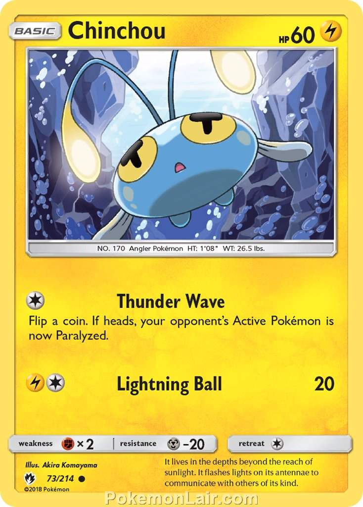 2018 Pokemon Trading Card Game Lost Thunder Price List – 73 Chinchou