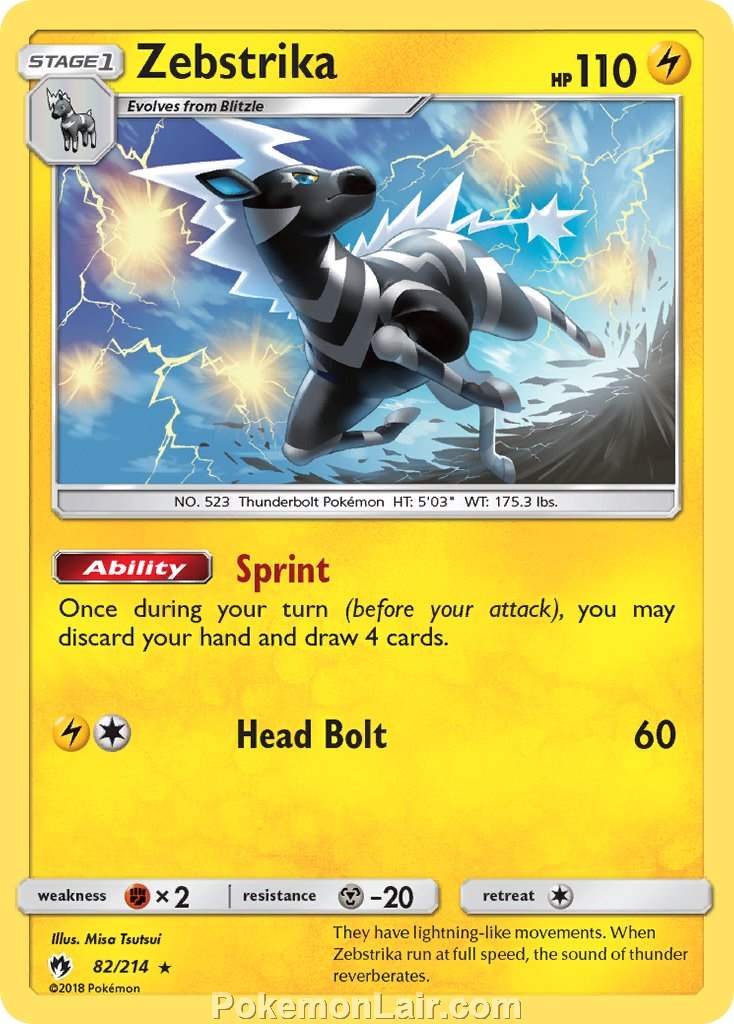 2018 Pokemon Trading Card Game Lost Thunder Price List – 82 Zebstrika