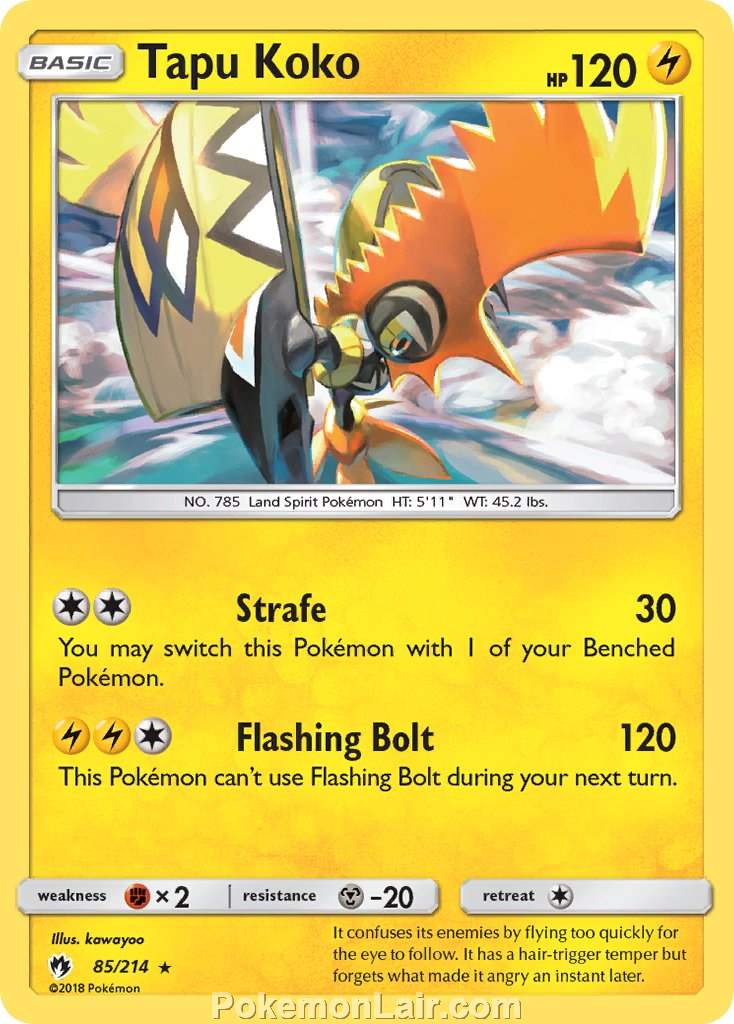 2018 Pokemon Trading Card Game Lost Thunder Price List – 85 Tapu Koko