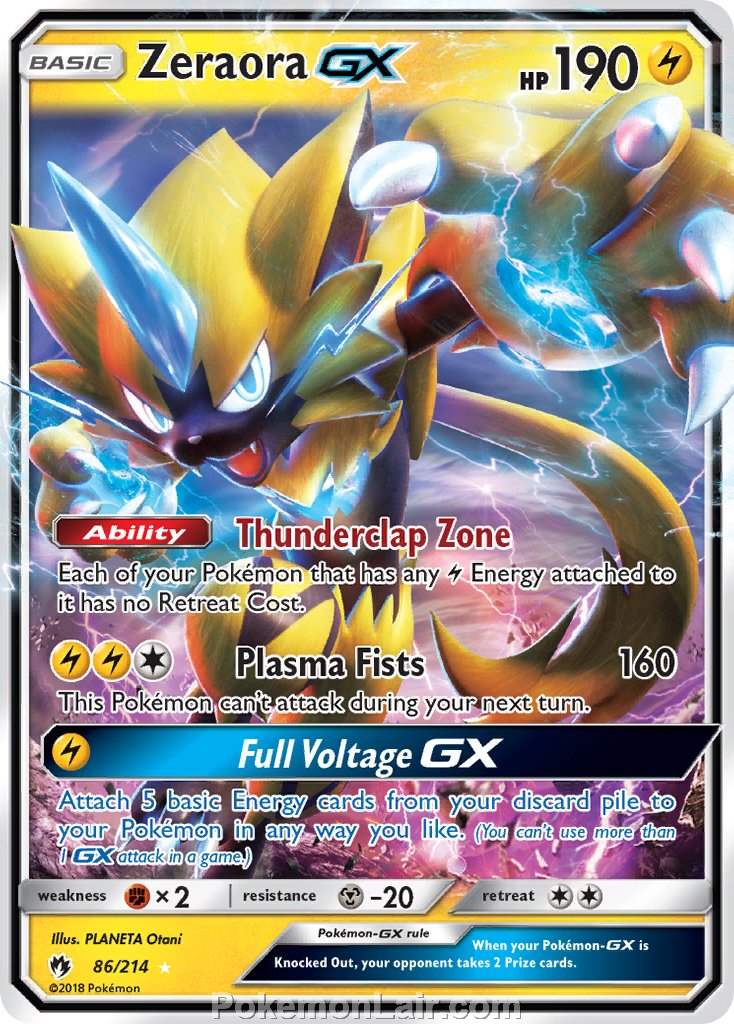 2018 Pokemon Trading Card Game Lost Thunder Price List – 86 Zeraora GX